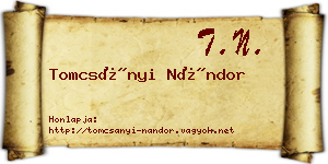 Tomcsányi Nándor névjegykártya