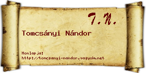 Tomcsányi Nándor névjegykártya